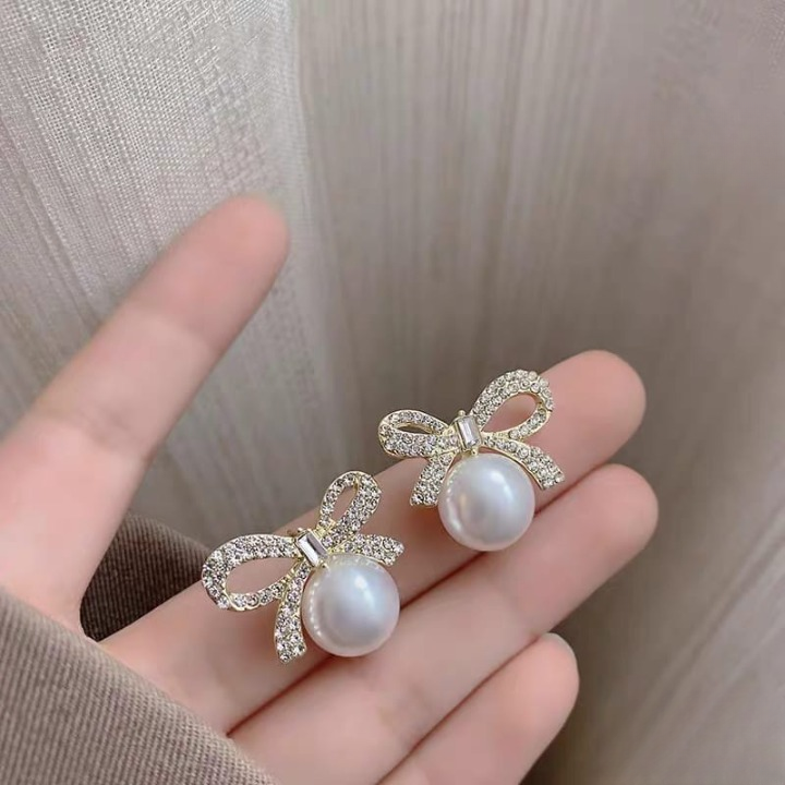 Pearl Zircon Korean  Earrings
