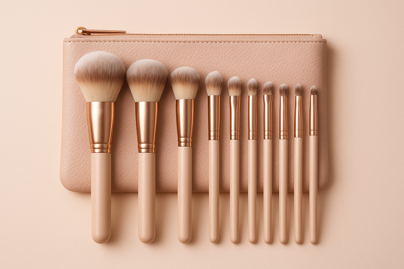 make up burshes pics, in bundle with background colour and also makeup pouch size 500X500